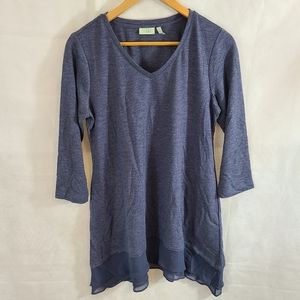 Logo Lounge By Lori Goldstein Top With Chiffon Hem